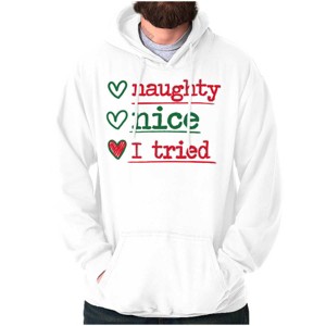 Christmas Naught Nice I Tried Hearts Hoodie Sweatshirt Women Men Brisco Brands - 1 of 4