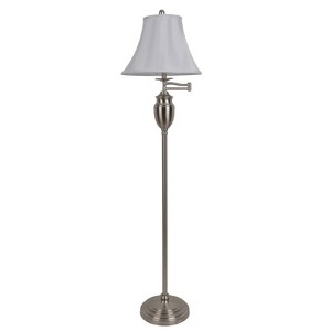 Wellington Steel Swing Arm Floor Lamp Steel (Lamp Only) - Decor Therapy, Silver