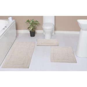 Set of 3 Classy Bathmat Collection Ivory Cotton Tufted Bath Rug - Home Weavers - 1 of 4