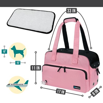 PetAmi Small Dog Purse Carrier, Soft Portable Pet Puppy Cat Travel Handbag Tote, Airline Approved Breathable Pockets Fleece Bed (Pink)