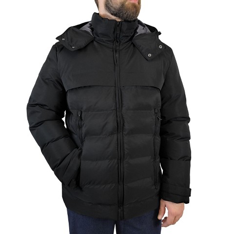 Victory Outfitters Men’s Quilted Hooded Winter Coat Black M