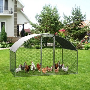 Large Metal Chicken Coop, Walk-in Poultry Cage with Cover, Dome Roof Hen House with Security Lock, Chicken Run for Backyard, 9.8' x 6.5' x 6.5' - 1 of 4