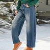 Women's Vintage Faded Denim Relaxed Wide Leg Jeans - Cupshe - 3 of 4