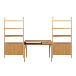 Nathan James Jasper Wood Fluted Desk Wall Unit Brown - 1 of 4