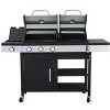 Dolonm 3+1 Hybrid Grill: Gas & Charcoal Combo w/Side Burner, 37,230BTU, Enamel Cast Iron Grids & Lockable Casters (Black) - 3 of 4