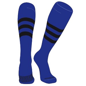PEAR SOX Striped OTC Baseball, Softball, Football Socks (A) Royal, Black - 1 of 3