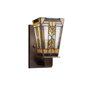 Toltec Lighting Apollo 1 - Light Sconce in  Dark Granite with 5" Square Santa Cruz Art Glass Shade - 1 of 1