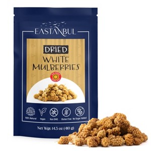 Eastanbul Mulberry, Dried Mulberries, Sun Dried White, Natural, Unsweetened, Vegan, Non-GMO, Gluten Free, 14.5oz - 1 of 4