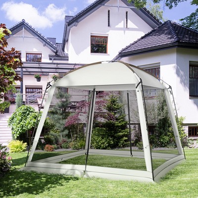 White 8-Person Summer Camping Screen House with Carry Bag
