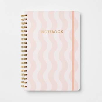 240pg Ruled Journal 10"x7.25" Pink and White Waves - Threshold™