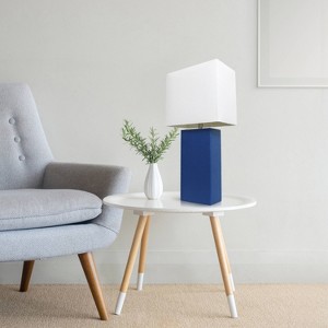 Lalia Home Lexington 21" Leather Base Table Lamps with Fabric Shade - 1 of 4