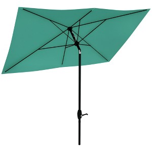6.5' x 10' Rectangular Market Umbrella, Patio Outdoor Table Umbrella with Crank and Push Button Tilt - 1 of 4