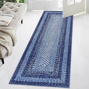 Acekool 9x12 Washable Area Rug, Modern Printed Braided Look, Non-Slip, Stain Resistant Large Brown Carpet for Bedroom, Living Room, Dining Room - 1 of 4