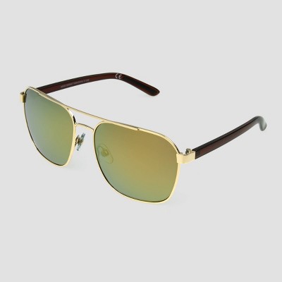 Women's Aviator Sunglasses with Mirrored Lenses - All in Motion™ Gold