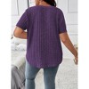 Women's Plus Size V Neck Casual Tops  Color Shirts Lightweight Short Sleeve Blouses - 2 of 2
