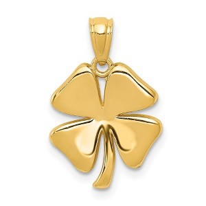 Black Bow Jewelry 14k Yellow Gold Polished Four Leaf Clover Pendant, 13mm (1/2 inch) - 1 of 4