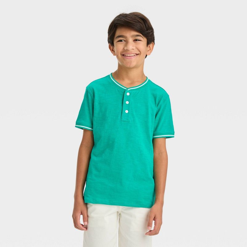 Boys' Short Sleeve Henley Shirt - Cat & Jack™, 1 of 5