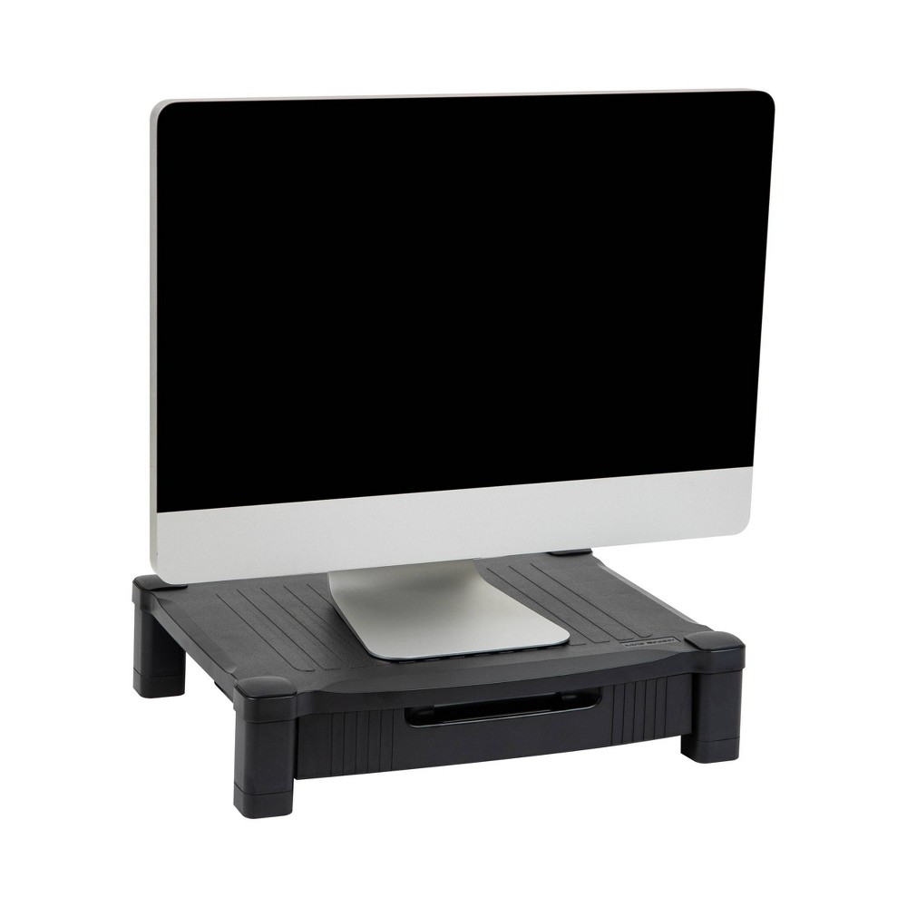 Photos - Other Furniture 4" Plastic Monitor Stand with Drawer Black - Mind Reader