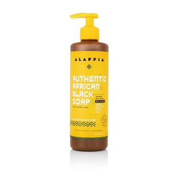 Alaffia Authentic All-in-One African Black Soap - Eucalyptus and Tea Tree - 16 fl oz