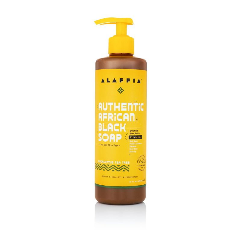 Alaffia Authentic All-in-One African Black Soap - Eucalyptus and Tea Tree - 16 fl oz, 1 of 8