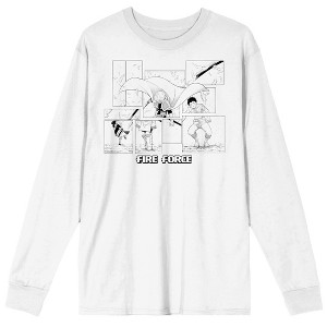 Fire Force Shinra Kusakabe and Shō Kusakabe Men's White Long Sleeve Tee - 1 of 3