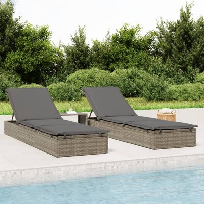 vidaXL Sunbed 1 pc with Cushion Gray 79.1"x21.7"x24.4" Poly Rattan