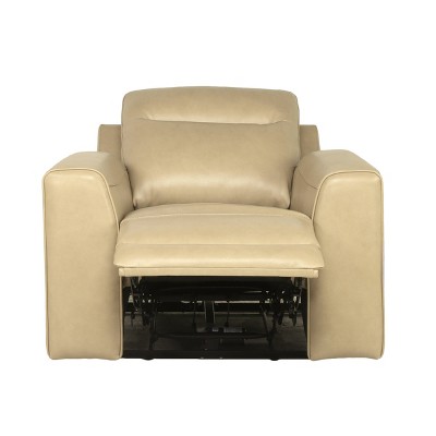 Doncella Beige Leather Power Recliner Chair with USB Port