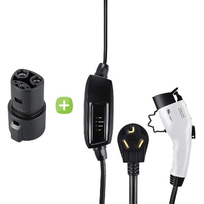 Lectron Tesla Adapter and Charger Bundle - J1772 NEMA 10-30 Plug Electric Vehicle (EV) Charger & J1772 to Tesla Adapter Bundle (240V 16A Level 2)