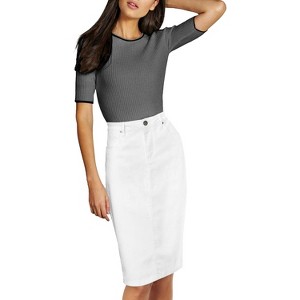 Women's Stretch Denim Skirt - Destructed Mini & Pencil Skirts with Functional Pockets Sk19411-white - 1 of 4