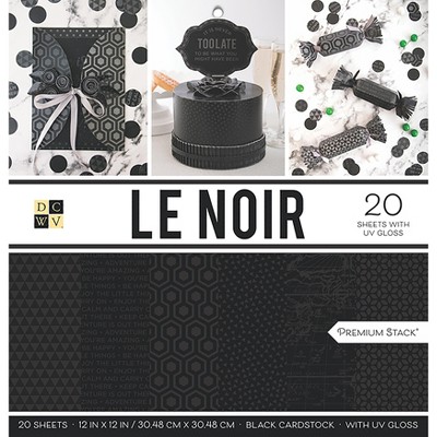 DCWV Single-Sided Cardstock Stack 12"X12" 20/Pkg-Le Noir, 10 Des/2 Each, 12 W/UV Gloss