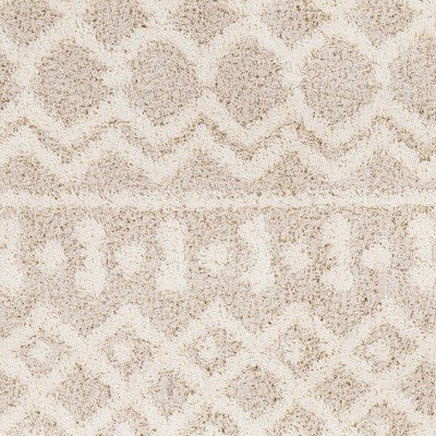 Nude High Pile Shag Southwest Print Area Rug