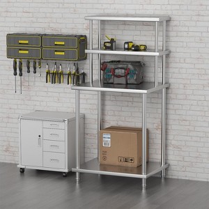 Stainless Steel Table,  Commercial Work Table with Adjustable Dual Overshelves and Undershelf, Heavy Duty Meta - 1 of 4