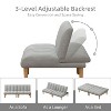 Okak Corduroy Fabric Couch Loveseat Sleeper Sofa, Convertible 2 seater Sofa Bed with wooden legs for Small Apartments, living Room, Gray - 3 of 4