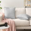 PAVILIA Set of 2 Pom Pom Throw Pillow Covers, Decorative Pompom Fringe Square Cushion Cases for Couch Sofa Bed - 2 of 4