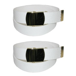 CTM Kids' Cotton Adjustable Belt with Brass Military Buckle (Pack of 2) - 1 of 4