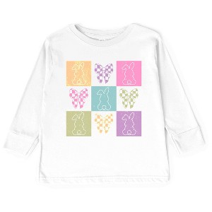 Simply Sage Market Checkered Bunny Outline Coquette Toddler Long Sleeve Tee - 1 of 4