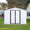 Janey Metal Outdoor Storage Box, Patio Storage Shed with 2 Lockable Doors and Foundation Base, Outdoor Furniture - Maison Boucle - 3 of 4