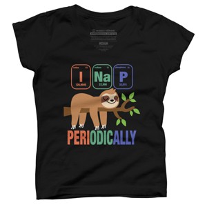 Girl's Design By Humans Funny Science Sloth i Nap Periodic Sloths Lovers By yargic T-Shirt - 1 of 3