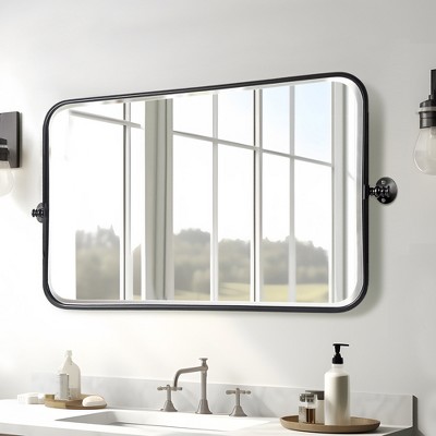 Dovelina Metal Frame Rectangle Mirror Pivot Bathroom Vanity Mirror