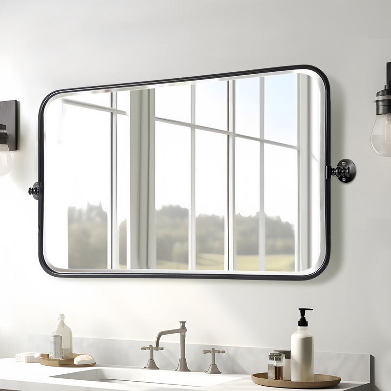 Neutypechic Metal Frame Rectangle Mirror Pivot Bathroom Vanity Mirror, 1 of 9