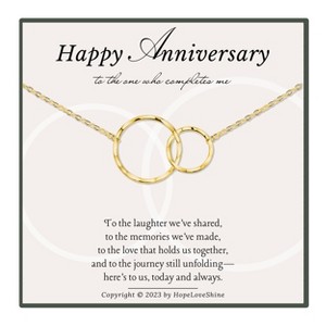 HOPE LOVE SHINE Happy Anniversary for Wife 2 Interlocking Circles Gold Necklace – Wedding Anniversary Jewelry - 1 of 4