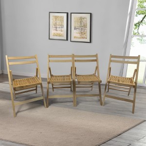 Furniture Slatted Wood Folding Special Event Chair - Wood, Set of 4, FOLDING CHAIR, FOLDABLE STYLE - 1 of 4