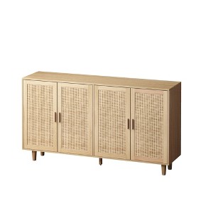 Bella Depot 62.20"W 4-Door Rattan Decorative Sideboard Storage Cabinet - 1 of 4