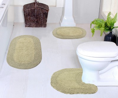 Double Ruffle Collection Cotton Ruffle Pattern Tufted Set of 3 Bath Rug Set - Home Weavers