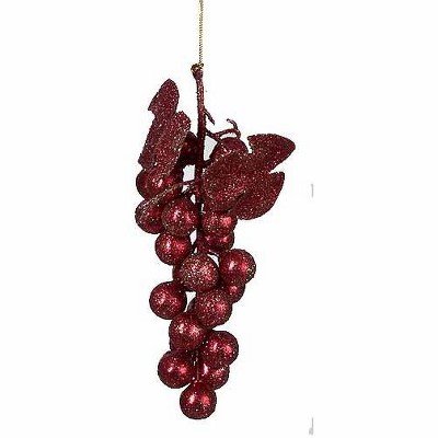 Kurt S. Adler 6" Tuscan Winery Red Glittered Grape Cluster Christmas Ornament