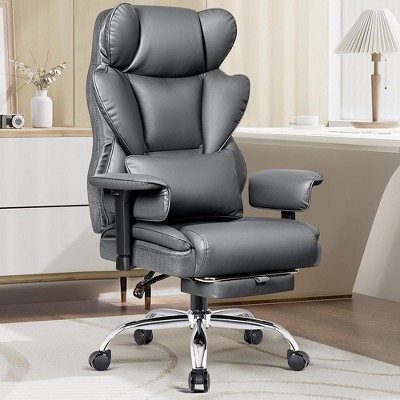KERDOM Ergonomic Home Office Chair with Footrest, High Back Desk Chairs for Heavy People,Gray