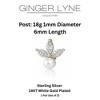 Marquise CZ Flat Back Earrings 18g for Cartilage Helix Tragus Lobe Gold Plated Sterling Silver 1 pair by Ginger Lyne - 4 of 4