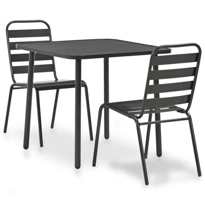 vidaXL 3 Piece Bistro Set Steel Dark Gray