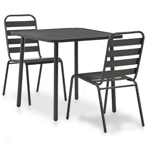 vidaXL 3 Piece Bistro Set Steel Dark Gray - 1 of 4