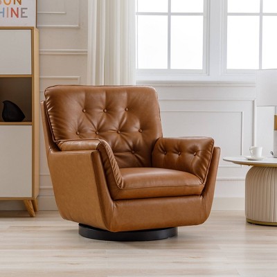 Modern Tufted Swivel Club Chair - WOVENBYRD